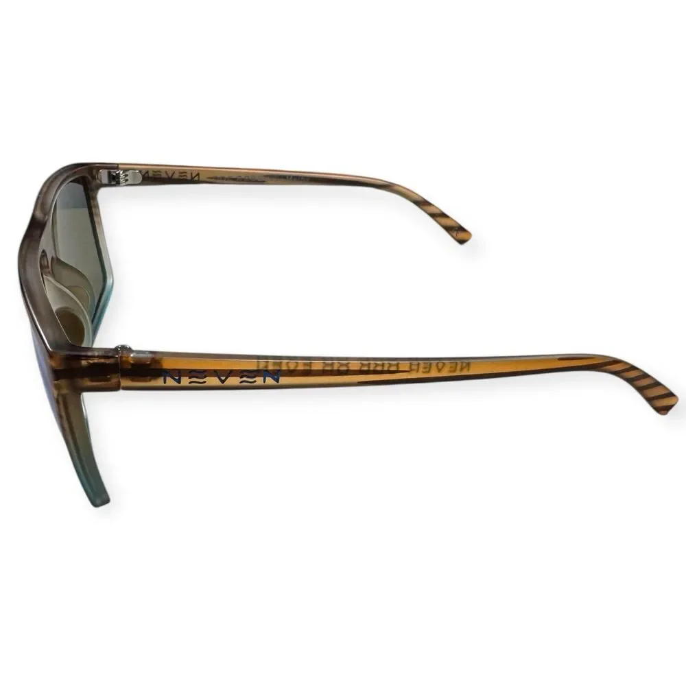Neven Doc Robins Melby Sunglasses Polarized Blue Reflective Lenses Brown Frames
